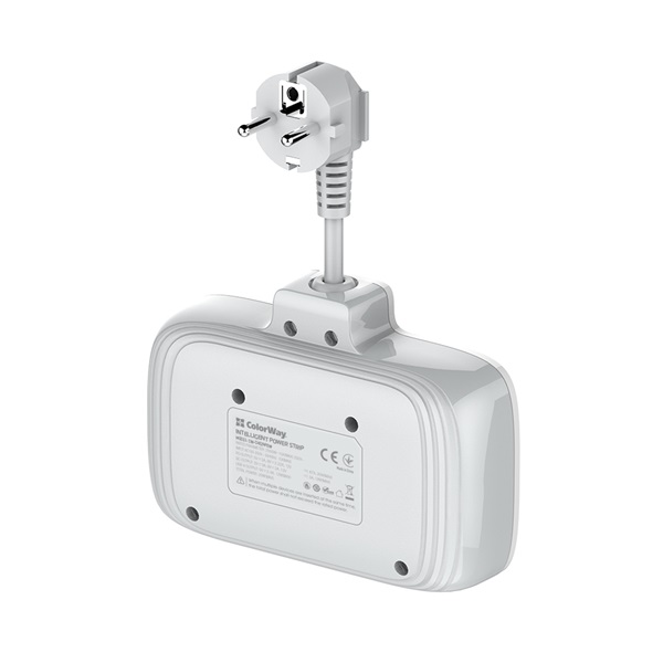 COLORWAY Hálózati elosztó, CW-CHE24PDW, 2 dugalj, 3xUSB-A, 1xUSB-C 2m, fekete (CW-CHE24PDW)