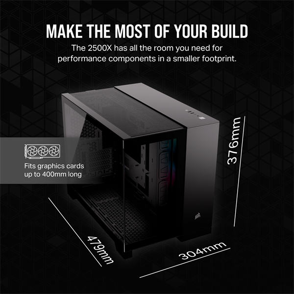 CORSAIR Ház Micro-ATX iCUE LINK 2500X RGB, Tápegység nélkül, Edzett Üveg, fekete (CC-9011267-WW)