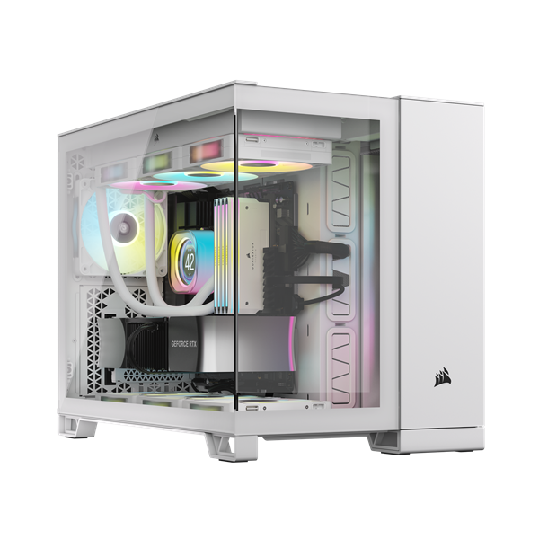 CORSAIR Ház Micro-ATX iCUE LINK 2500X RGB, Tápegység nélkül, Edzett Üveg, fehér (CC-9011268-WW)