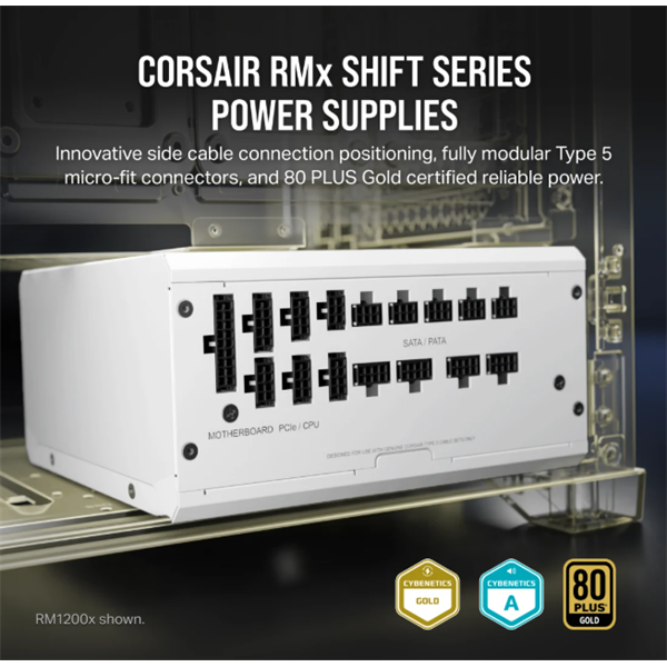 CORSAIR Tápegység Moduláris, RM1000x Shift White, 1000W, 14cm, 80+ Gold (CP-9020275-EU)