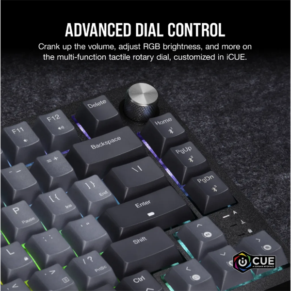 CORSAIR Vezeték Nélküli Billentyűzet Gaming, K65 PLUS 75%, Mechanikus, MLX Red switch, US, fekete (CH-91D401L-NA)