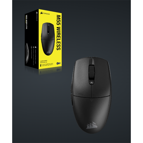 CORSAIR Vezeték Nélküli Egér Gaming, M55 Lightwight, 6 programozható gomb, Ultra-könnyű, 16000dpi, fekete (CH-931F000-WW)
