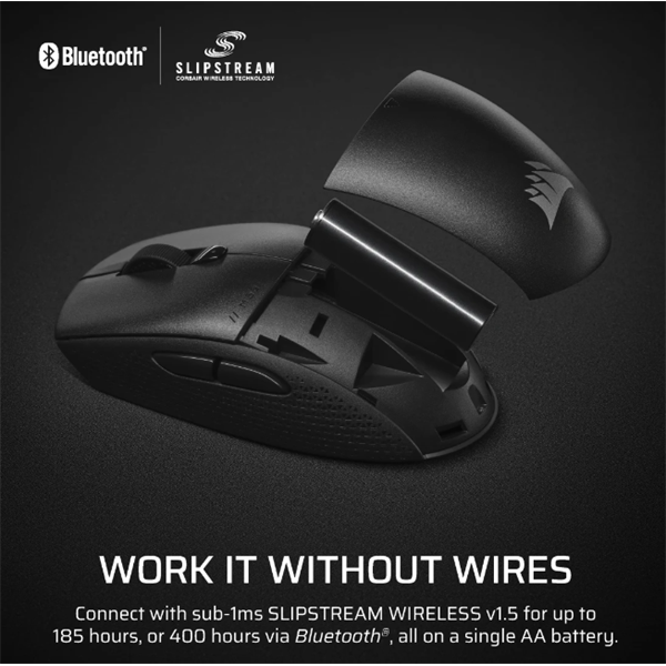 CORSAIR Vezeték Nélküli Egér Gaming, M55 Lightwight, 6 programozható gomb, Ultra-könnyű, 16000dpi, fekete (CH-931F000-WW)