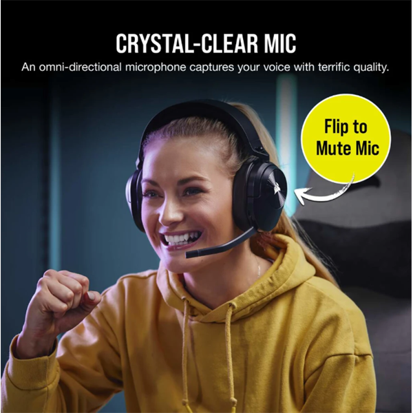 CORSAIR Vezeték Nélküli Headset, HS55 WIRELESS Gaming, 7.1 Hangzás, fekete (CA-9011280-EU)