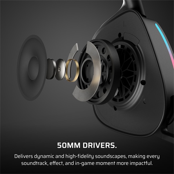 CORSAIR Vezeték Nélküli Headset, VOID v2 Wireless Gaming Headset, Dolby Atmos, carbon (CA-9011379-WW)