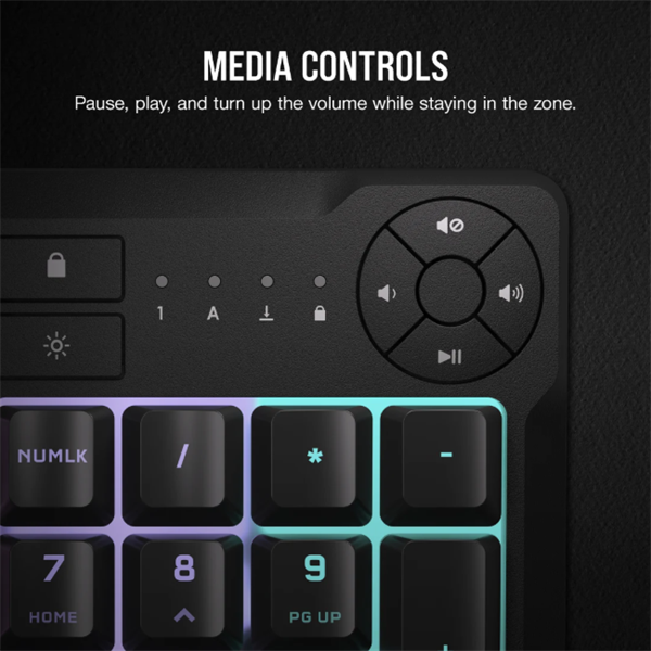 CORSAIR Vezetékes Billentyűzet Gaming, K55 CORE RGB, Médiavezérlő gombok, Cseppálló, US, fekete (CH-9226C65-NA)