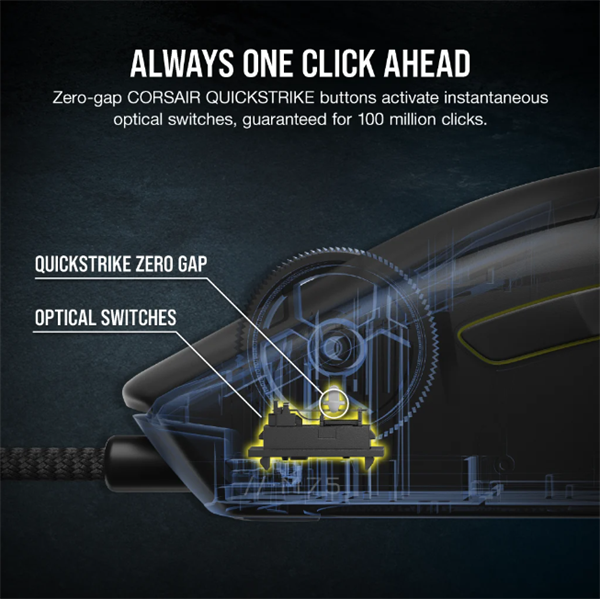 CORSAIR Vezetékes Egér Gaming, M75 RGB, Ultra-könnyű, RGB Világítás, 26000dpi, fekete (CH-930D010-EU)