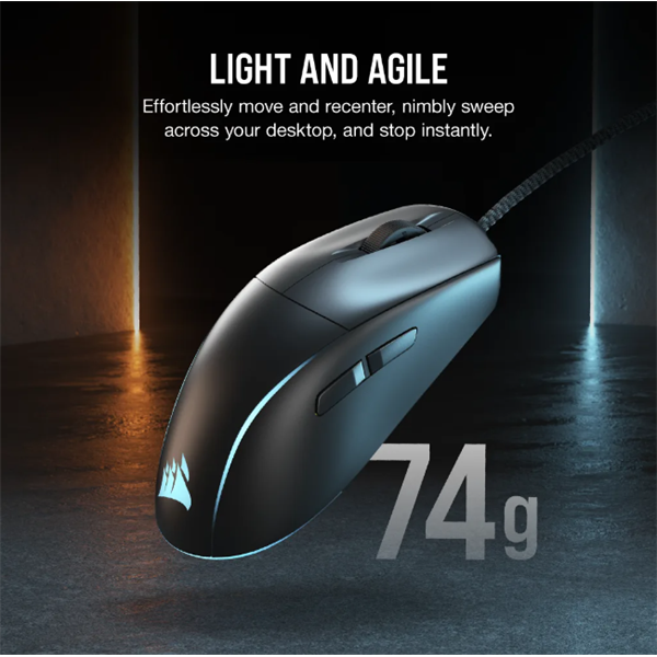 CORSAIR Vezetékes Egér Gaming, M75 RGB, Ultra-könnyű, RGB Világítás, 26000dpi, fekete (CH-930D010-EU)