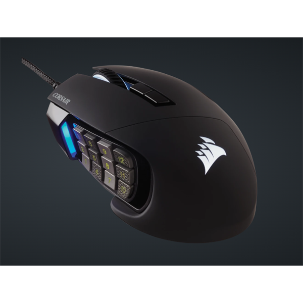 CORSAIR Vezetékes Egér Gaming, SCIMITAR RGB ELITE, 17 programozható gomb, RGB Világítás, 18000dpi, fekete (CH-9304211-EU)