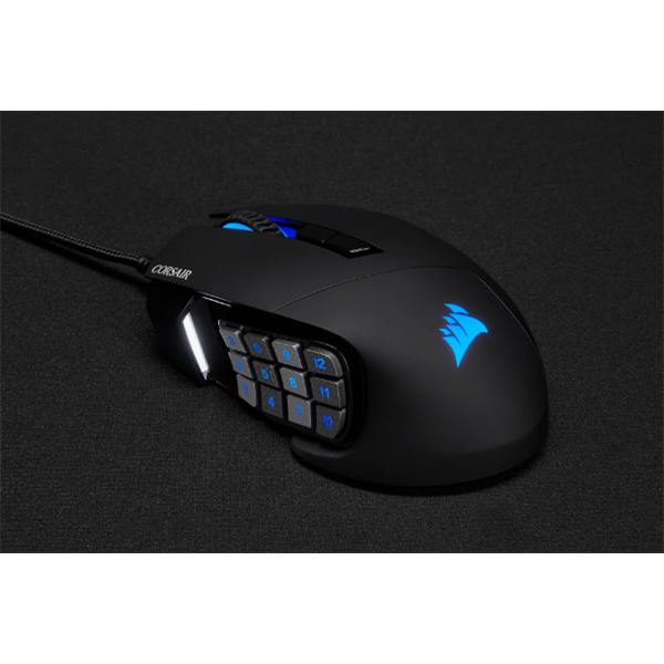 CORSAIR Vezetékes Egér Gaming, SCIMITAR RGB ELITE, 17 programozható gomb, RGB Világítás, 18000dpi, fekete (CH-9304211-EU)