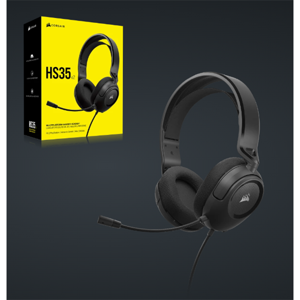 CORSAIR Vezetékes Headset, HS35 v2 Gaming, Multiplatform, carbon (CA-9011377-EU)