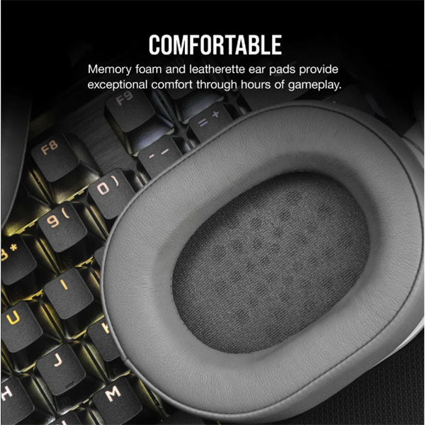 CORSAIR Vezetékes Headset, HS55 Gaming, Ultrakönnyű, Jack dugós, fehér (CA-9011261-EU)