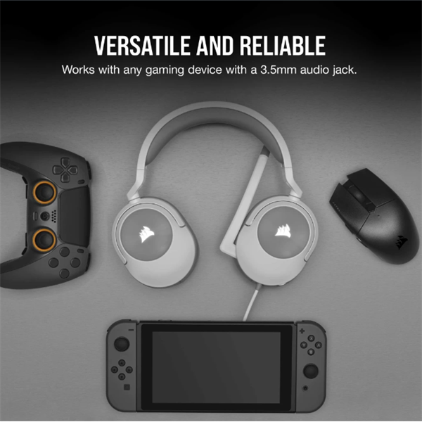 CORSAIR Vezetékes Headset, HS55 Gaming, Ultrakönnyű, Jack dugós, fehér (CA-9011261-EU)