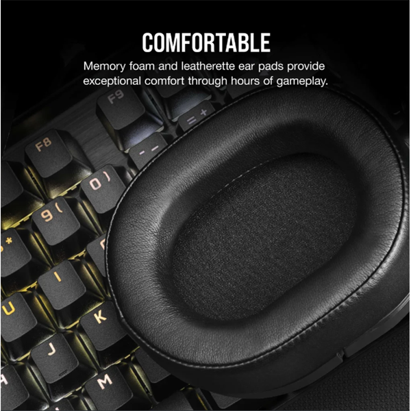 CORSAIR Vezetékes Headset, HS55 Gaming, Ultrakönnyű, Jack dugós, fekete (CA-9011260-EU)