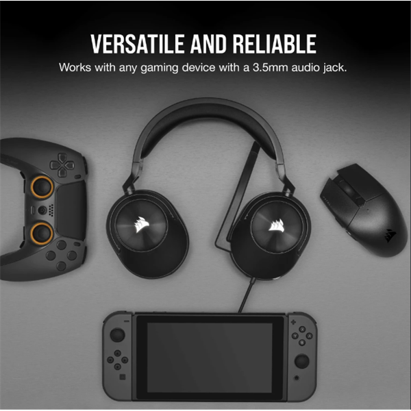 CORSAIR Vezetékes Headset, HS55 Gaming, Ultrakönnyű, Jack dugós, fekete (CA-9011260-EU)