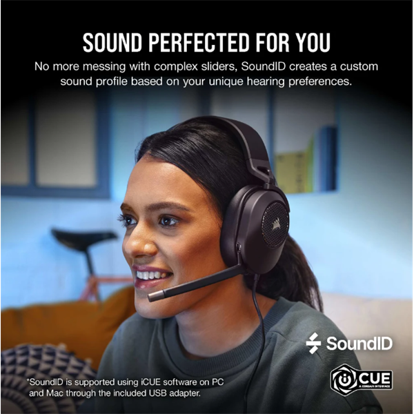 CORSAIR Vezetékes Headset, HS65 SURROUND Gaming, Dolby audio, carbon (CA-9011270-EU)