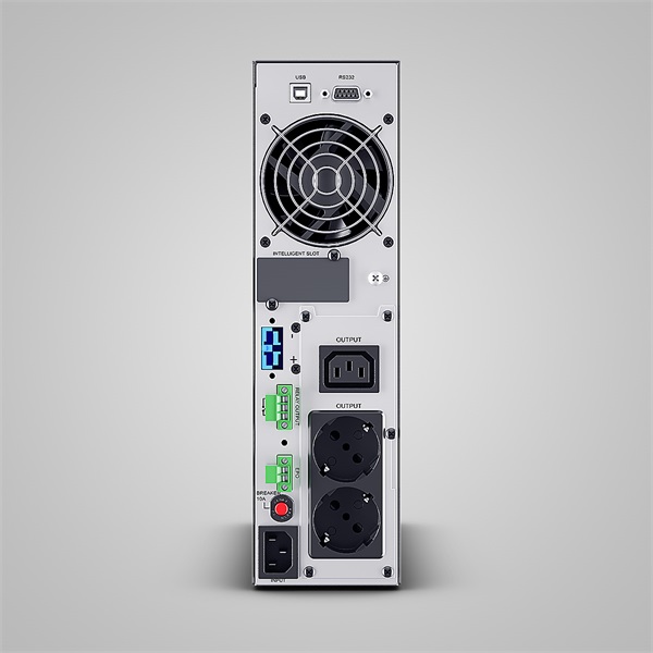 CYBERPOWER Online S ECO ups, 1000VA 900W, 2xSCHUKO 1xIEC C13, online, tiszta szinuszos, aktív PFC, torony (OLS1KECR)