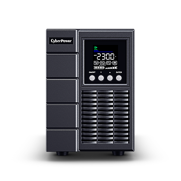 CYBERPOWER UPS, 2000VA/1800W, 2xC13 2xSCHU, színes LCD kijelző, OnLine szünetmentes, kettős konverziós,tisztán színuszos (OLS2000EA-DE)