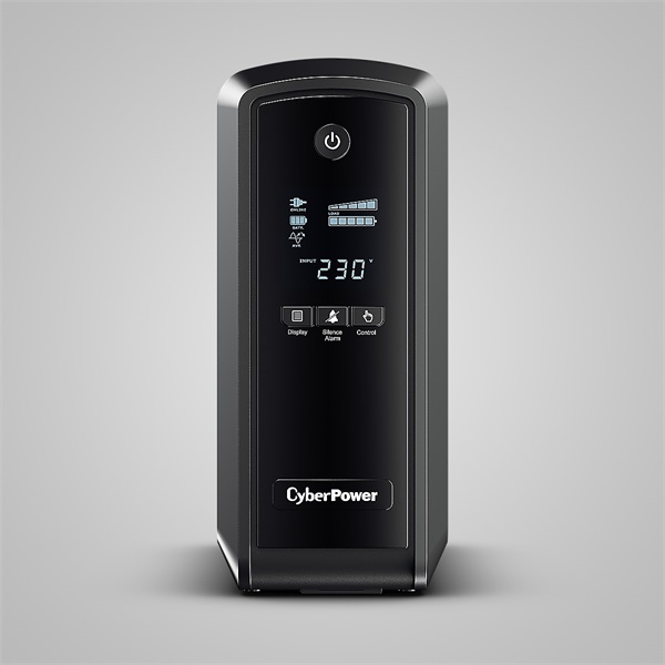 CYBERPOWER UPS, gaming, CP900EPFCLCD (6 aljzat) 900VA 540W, 230V szünetmentes tápegység +2 USB LINE-INTERAKTÍV, AVR (CP900EPFCLCD)