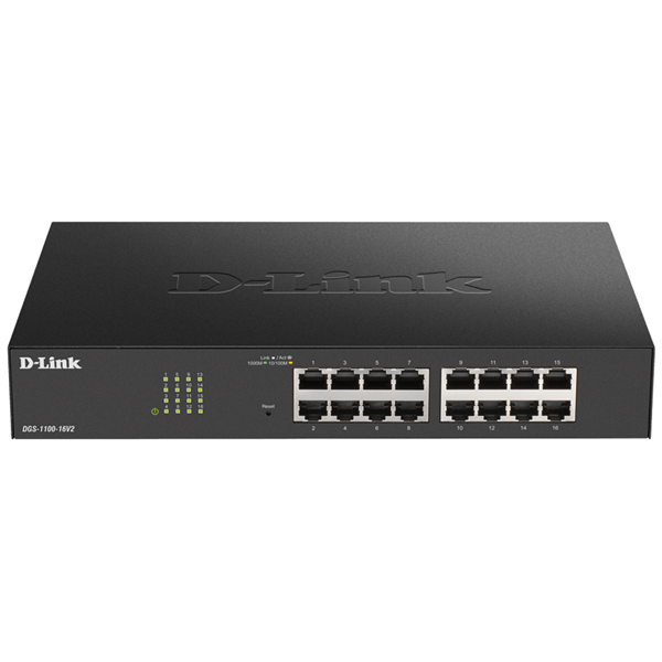 D-LINK Switch 16x1000Mbps Fémházas Asztali Menedzselhető, DGS-1100-16V2/E (DGS-1100-16V2/E)