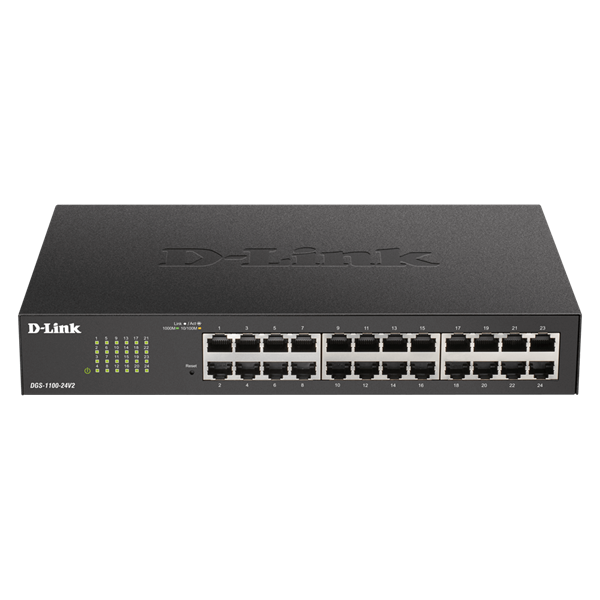 D-LINK Switch 24x1000Mbps Fémházas Menedzselhető Rackes, DGS-1100-24V2/E (DGS-1100-24V2/E)
