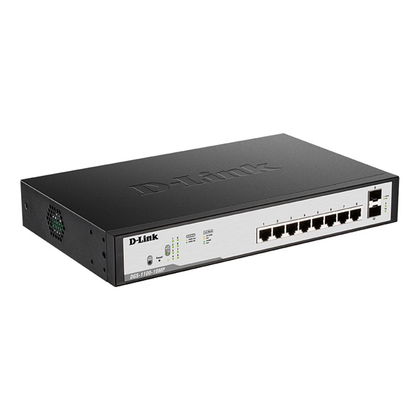 D-LINK Switch 8x1000Mbps (8xPOE) + 2xGigabit SFP Fémházas Asztali Menedzselhető, DGS-1100-10MPV2/E (DGS-1100-10MPV2/E)