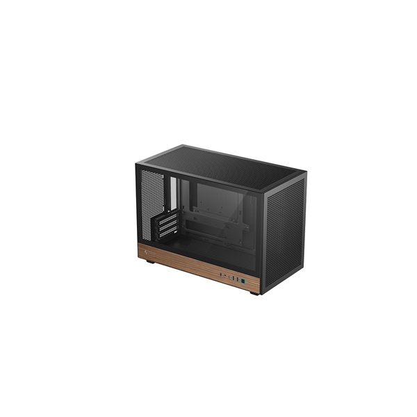 DEEPCOOL Ház Micro-ATX CH260 WOOD, Tápegység nélkül, Fekete, Üvegfalú (R-CH260-BKNWM0-G-1)