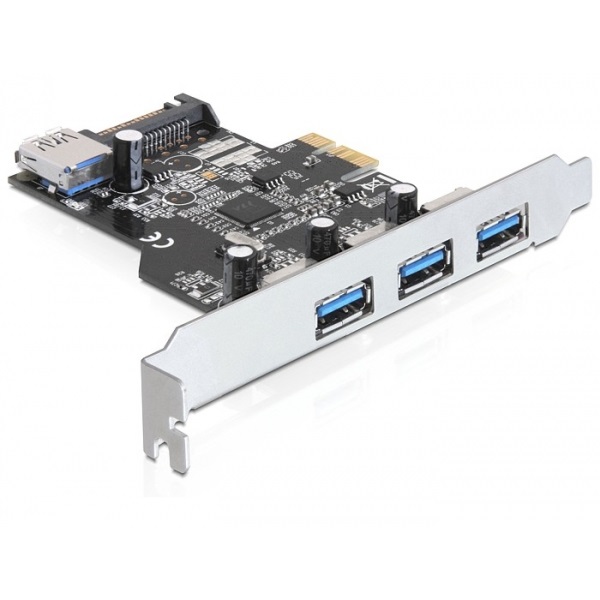 DELOCK PCI-E Bővítőkártya 3x külső + 1x belső USB 3.0 Type-A female port (89301)