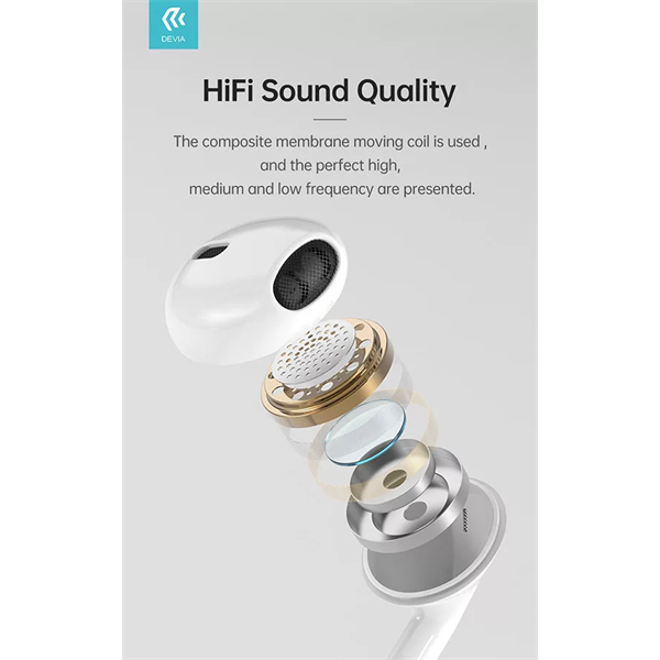 DEVIA UNIVERZÁLIS SZTEREÓ FELVEVŐS FÜLHALLGATÓ - LIGHTNING - STAR SERIES EARBUDS LIGHTNING EARPHONE - FEHÉR (ST366864)