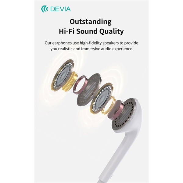 Devia Kintone A3 In-Ear sztereó fülhallgató - 3,5mm jack - fehér (ST108752)