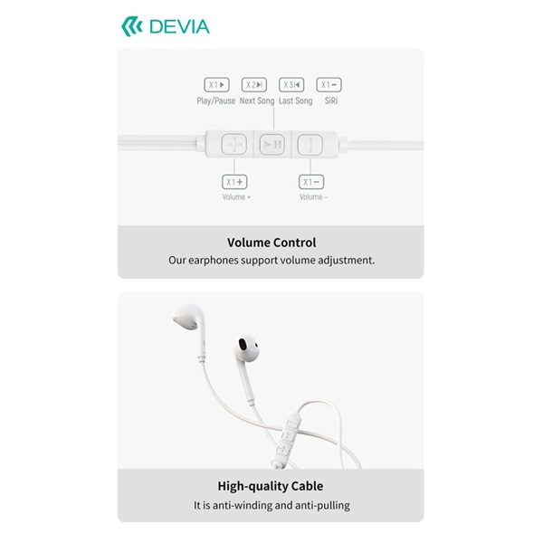 Devia Kintone A3 In-Ear sztereó fülhallgató - 3,5mm jack - fehér (ST108752)