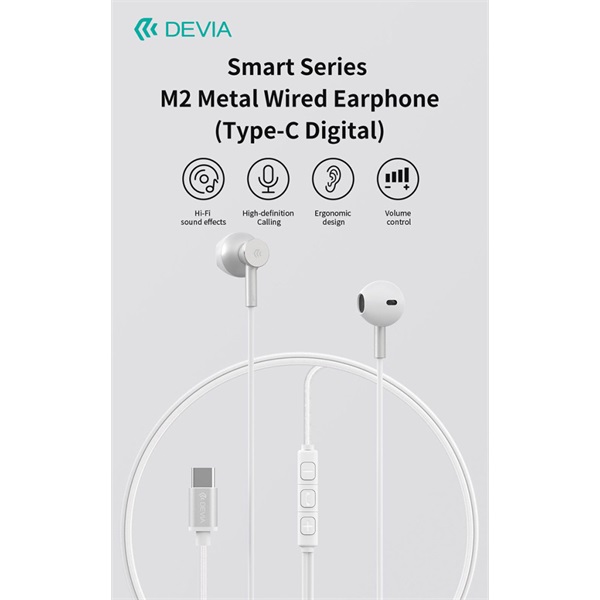Devia Smart Series M2 Metal In-Ear sztereó fülhallgató - Type-C - fekete (ST108790)