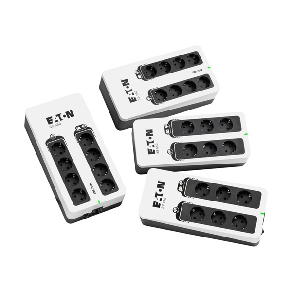 EATON UPS 3S Gen2 UPS DIN, 850VA, 510W, Input: Schuko, Outputs: 8x Schuko, szünetmentes tápegység, USB (9400-A303)