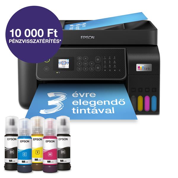 EPSON EcoTank L5310 A4, színes multifunkciós nyomtató ADF USB/WiFi/LAN 8100/6500 oldal tintával