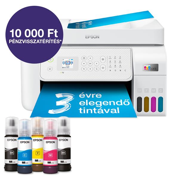 EPSON EcoTank L5316 A4, színes multifunkciós nyomtató ADF USB/WiFi/LAN 8100/6500 oldal tintával