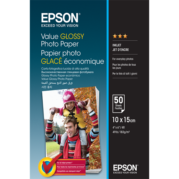 EPSON Fotópapír Value Glossy Photo Paper - 10x15cm - 50 Lap (C13S400038)