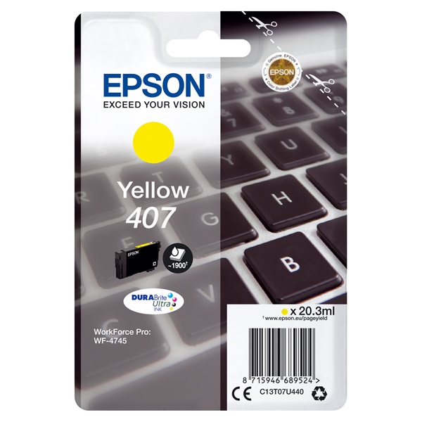 Epson No.407 (T07U4) Yellow patron 20.3ml (eredeti) C13T07U440 Workforce Pro WF-4745DTWF széria (C13T07U440)