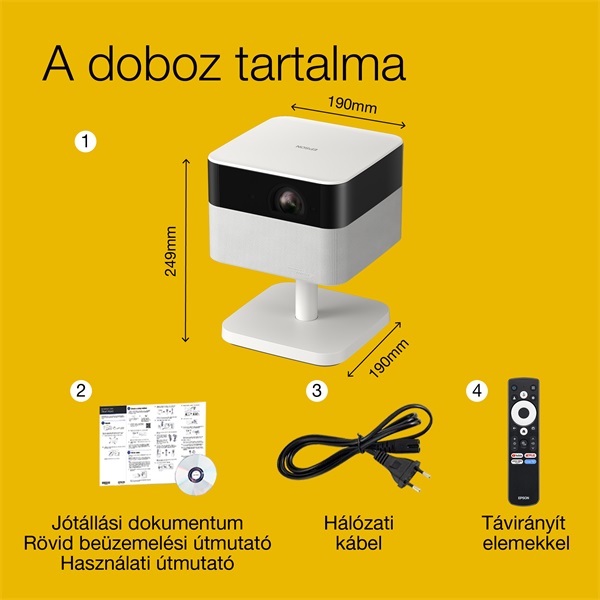 EPSON Projektor - Lifestudio Flex – EF-71 Gyémántfehér (3LCD, 1920x1080, 16:9, 700 AL, 5 000 000:1, HDMI/USB/WiFi) (V11HB79040)