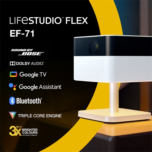 EPSON Projektor - Lifestudio Flex – EF-71 Gyémántfehér (3LCD, 1920x1080, 16:9, 700 AL, 5 000 000:1, HDMI/USB/WiFi) (V11HB79040)