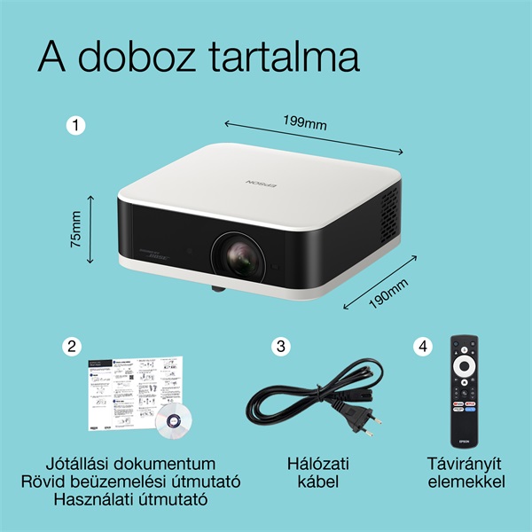 EPSON Projektor - Lifestudio Pop – EF-61W Gyémántfehér (3LCD, 1920x1080, 16:9, 700 AL, 5 000 000:1, HDMI/USB/WiFi) (V11HB72040)