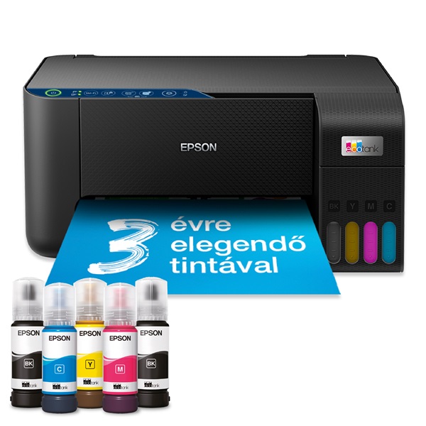 EPSON Tintasugaras nyomtató - EcoTank L3271 (A4, MFP, színes, 5760x1440 DPI, 33 lap/perc, USB/Wifi) (C11CJ67435)