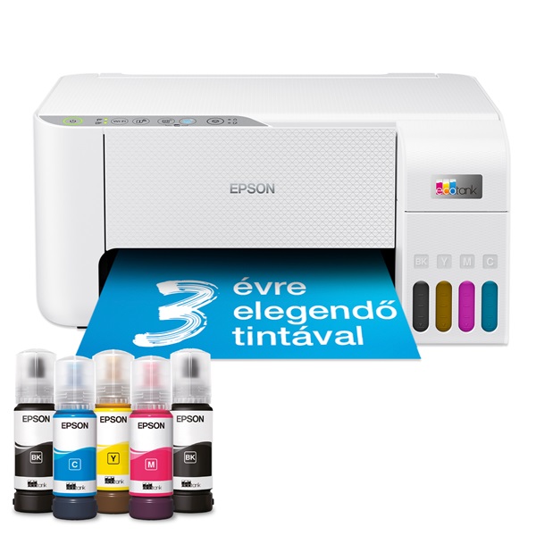 EPSON Tintasugaras nyomtató - EcoTank L3276 (A4, MFP, színes, 5760x1440 DPI, 33 lap/perc, USB/Wifi) (C11CJ67436)