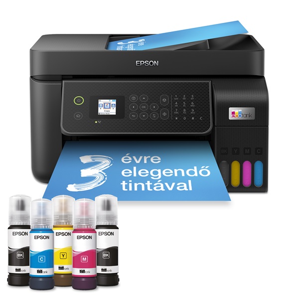 EPSON Tintasugaras nyomtató - EcoTank L5310 (A4, MFP, színes, 5760x1440 DPI, 33 lap/perc, ADF, USB/LAN/Wifi) (C11CJ65412)