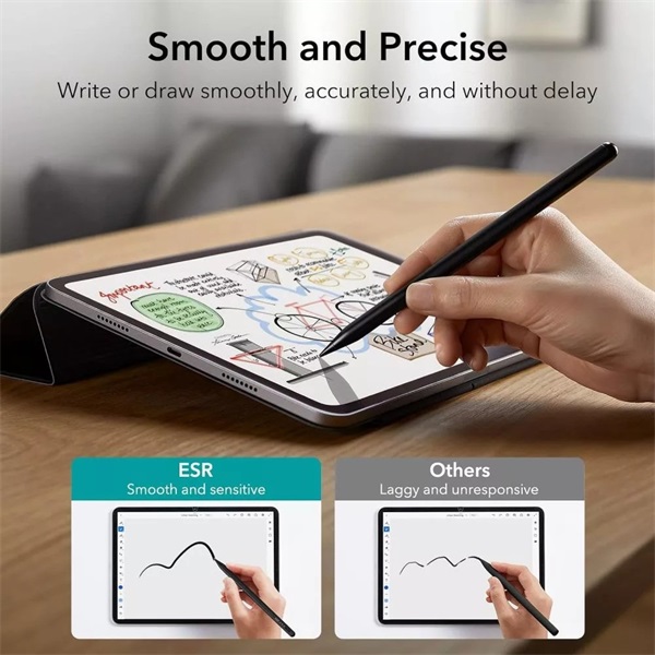 ESR Geo Digital+ Stylus Pen aktív toll rajzoláshoz, jegyzethez, Apple iPad-hez - fekete (ES164945)
