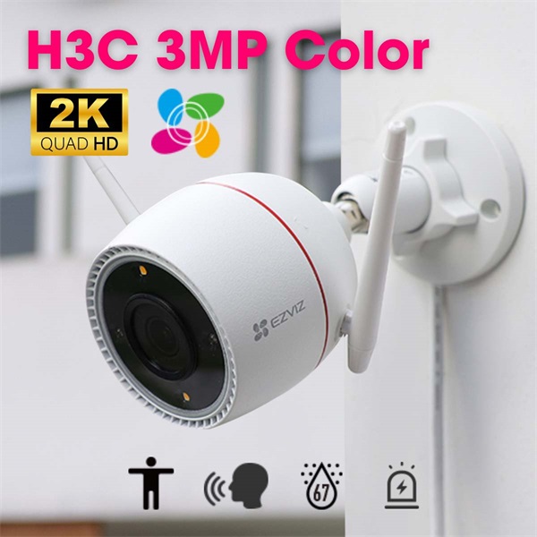 EZVIZ H3C 2K kültéri kamera, színes éjszakai, kétirányú beszéd, AI alakérzékelés, IP67, sziréna, villogó, 512GB (303102712)