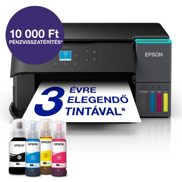 Epson EcoTank L4360 A4, színes multifunkciós nyomtató DUPLEX, AirPrint USB/WiFi 8500/6500 oldal tintával