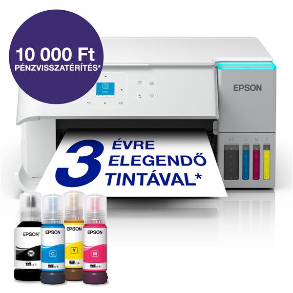 Epson EcoTank L4366 A4, színes multifunkciós nyomtató DUPLEX, AirPrint USB/WiFi 8500/6500 oldal tintával