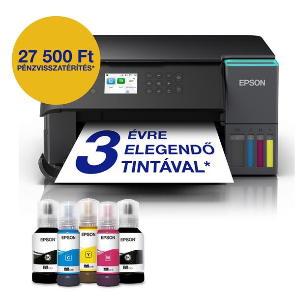 Epson EcoTank L6360 A4, Színes multifunkciós nyomtató DUPLEX, WIFI/LAN/USB, 15100/5500 oldal tintával