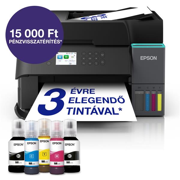 Epson EcoTank L6370 A4, Színes multifunkciós nyomtató DUPLEX, ADF, WIFI/LAN/USB, 15100/5500 oldal tintával