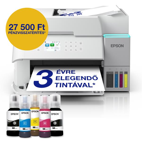 Epson EcoTank L6376 A4, Színes multifunkciós nyomtató DUPLEX, ADF, WIFI/LAN/USB, 15100/5500 oldal tintával